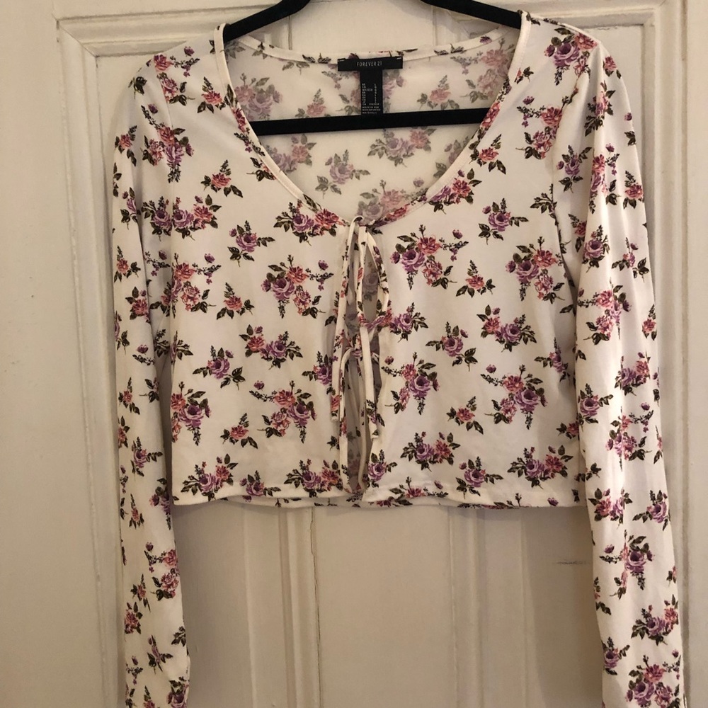 Forever 21 floral cropped cardigan